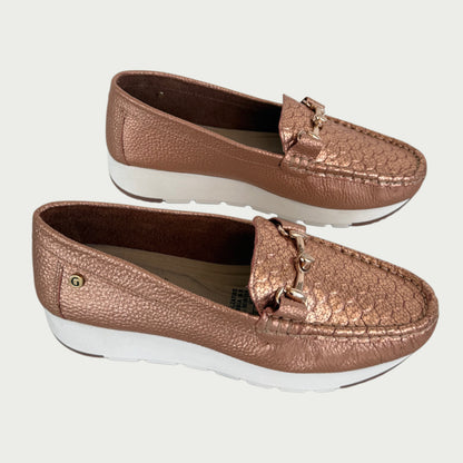 Mocasines en cvuero oro rosa Ref: MOCASAROS