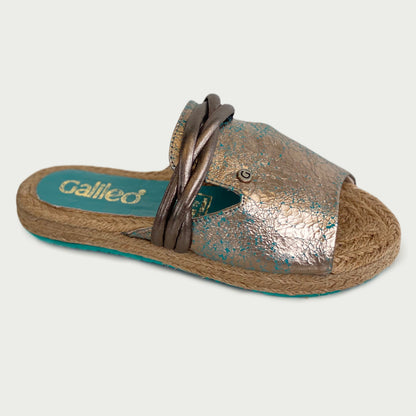 Sandalias en cuero oro x Turqueza Ref2059NPTU6