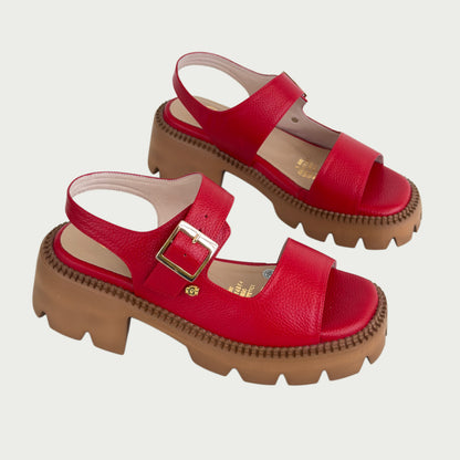 Sandalias en cuero rojo Ref: P662ZPRJ