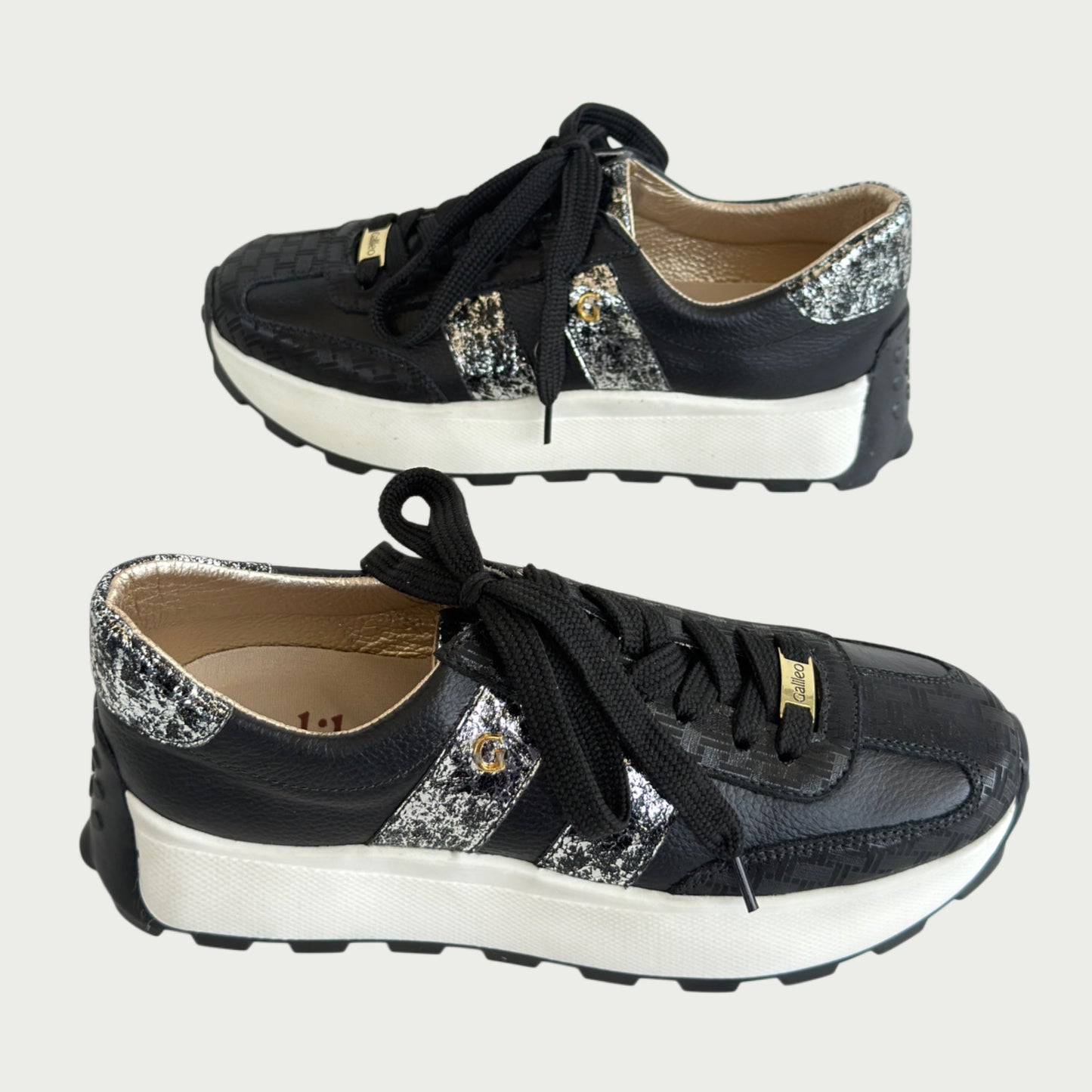 Tenis en cuero negro x folia Ref: T258WPNG6