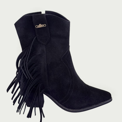 Botas texanas en cuero gamuzado negro Ref: 1601ZPNG