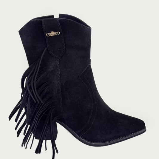 Botas texanas en cuero gamuzado negro Ref: 1601ZPNG