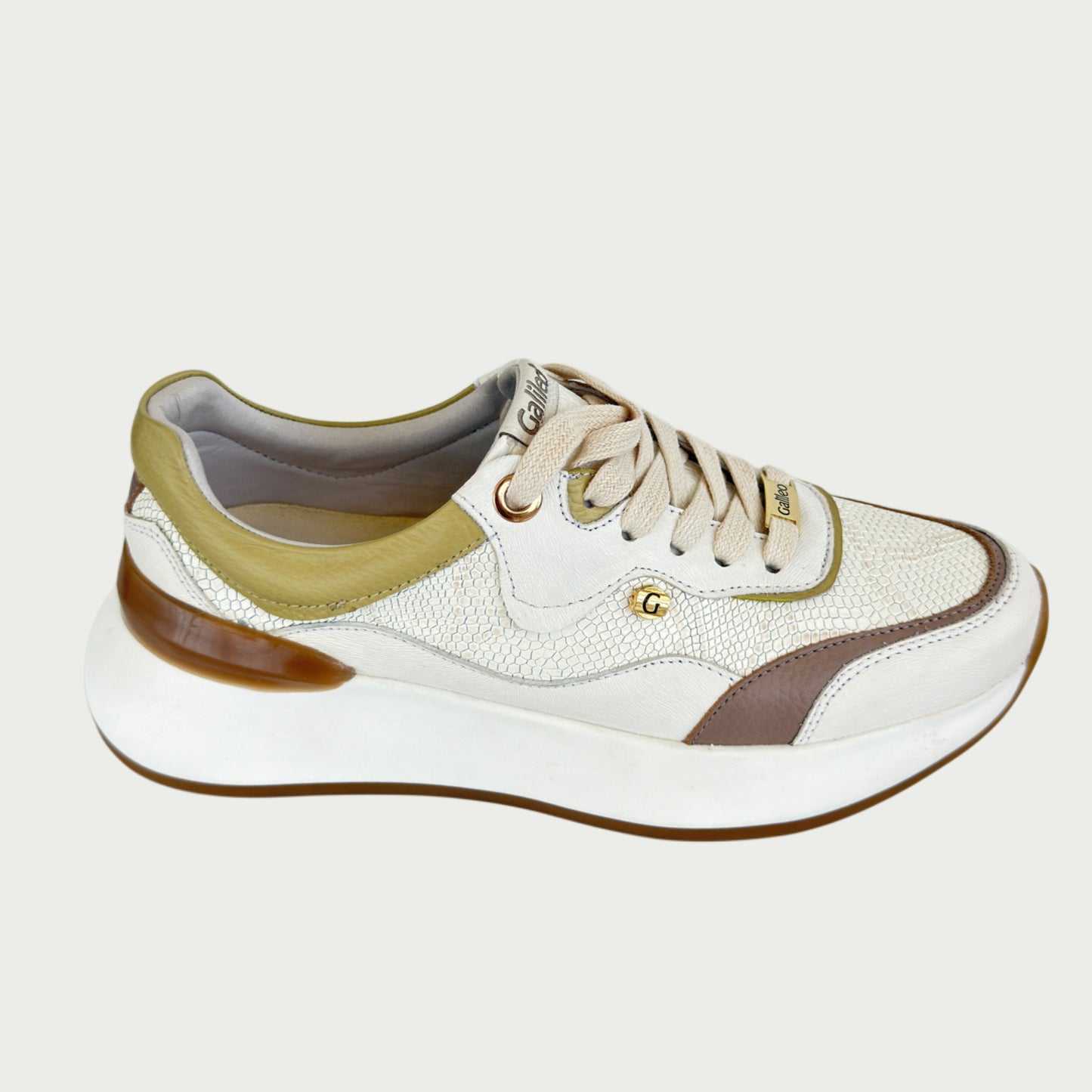 Tenis en cuero ostra x verde pistacho Ref: SD128ZTA