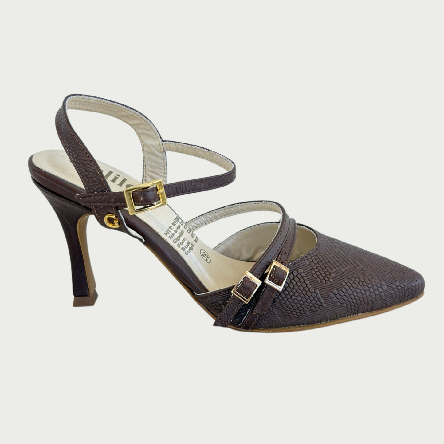 Stilettos en cuero medusa cacao Ref: 7012ZCAC