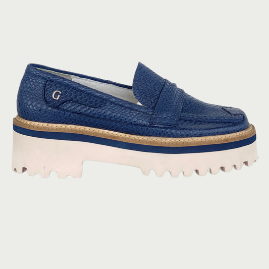 Mocasines cuero azul Rf 6146NPZ