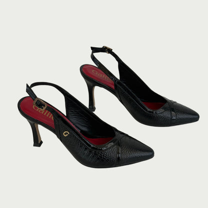 Stilettos destalonados en cuero negro Ref: 5751WPNG