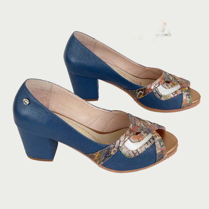 Zapatos en cuero azul despuntados Ref: BP34NPZ