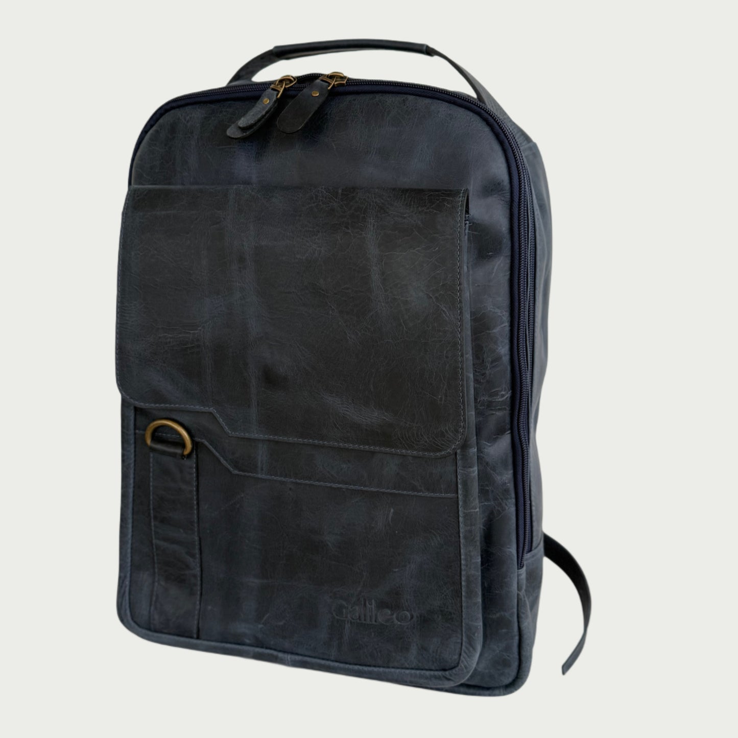 Morral en cuero vintage azul Ref: MO100