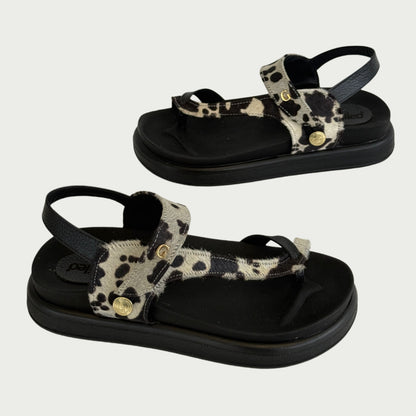 Sandalias en cuero animal print x pelo Ref: CN16WVAN