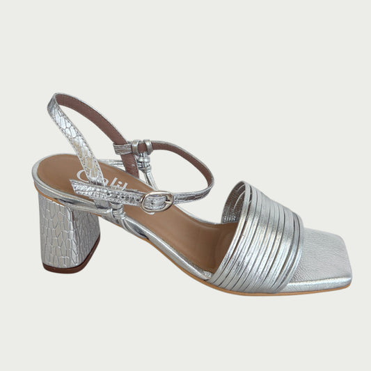 Sandalias en cuero plateado Ref: 80463ZPLA
