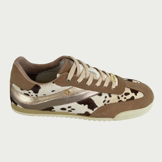 Tenis en cuero miel x animal print Ref: Greta