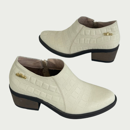 Botines en cuero talco x folia Ref: ANISAWP