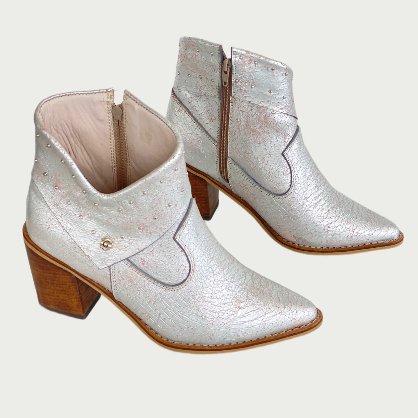 Botines en cuero plata Ref:1711NPRP4