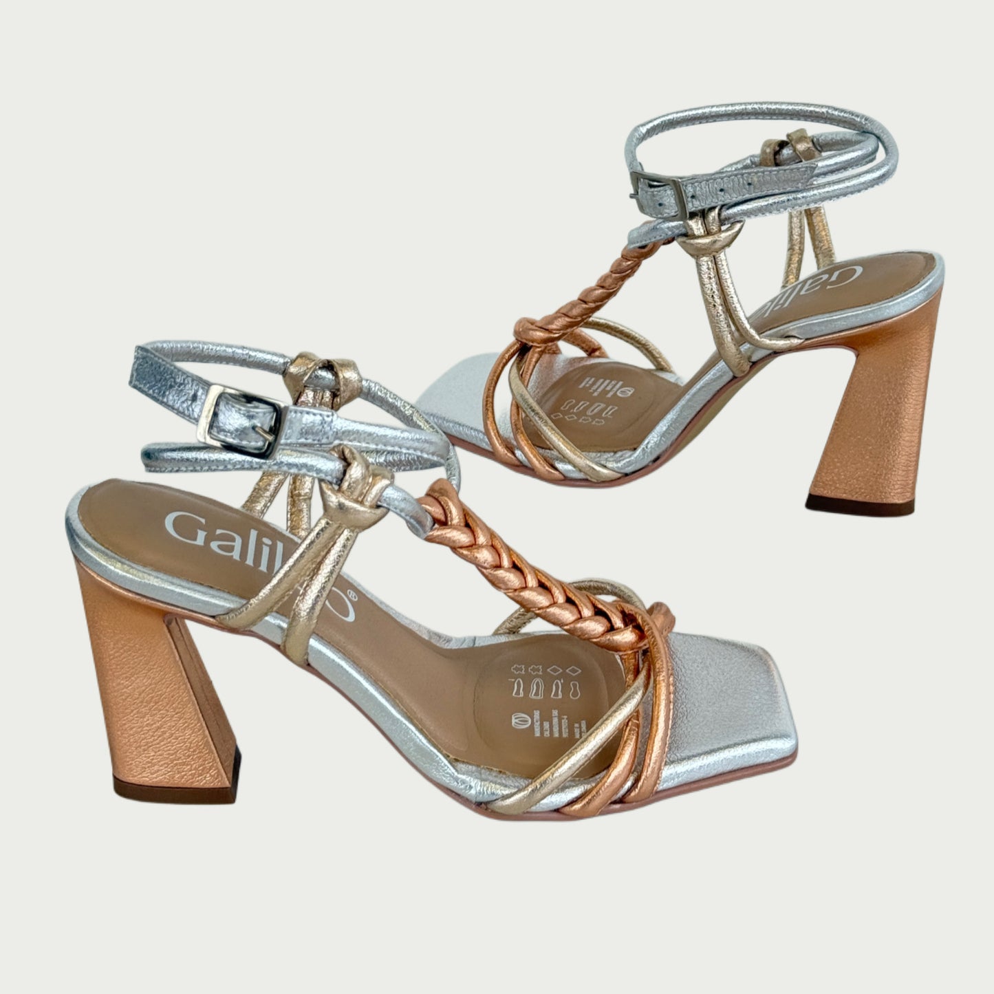 Sandalias en cuero plata x oro Ref: 6214MPOR36