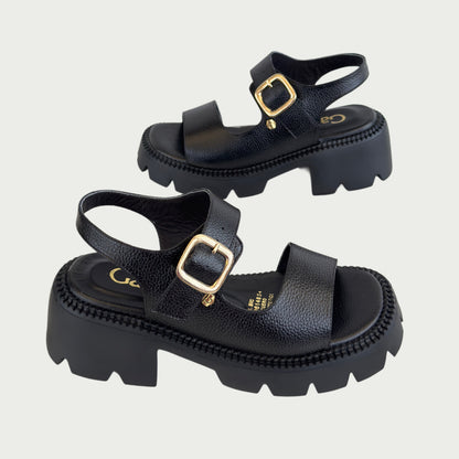 Sandalias en cuero negro Ref: P662ZPNG