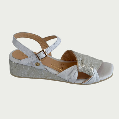 Sandalias en cuero blanco x plateado Ref: 1259WPBL
