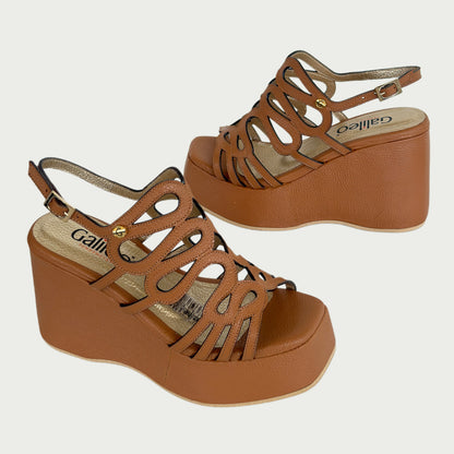 Sandalias en cuero miel Ref: ALEJANMI