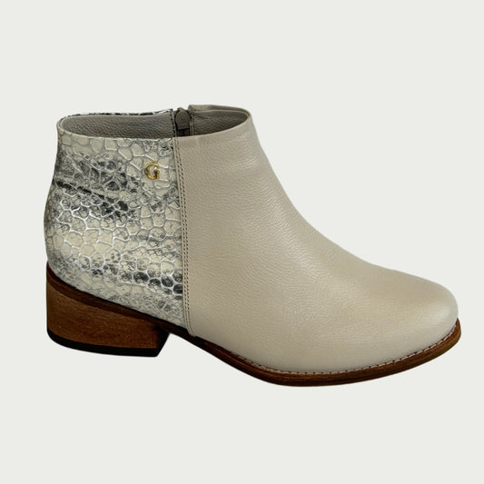 Botines en cuero beige x piton Ref: 819XPAR
