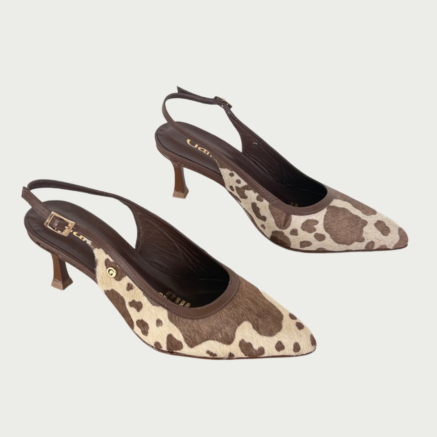 Stilettos destalonados en cuero x pelo vaca café Ref: PC74WPCF