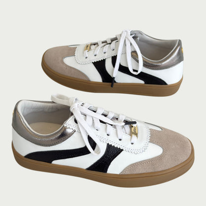 Tenis en cuero negro x blanco Ref: 928ZPBLA