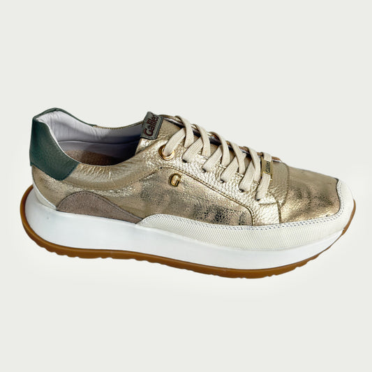 Tennis en cuero tafu dorado x verde Ref: SD112WTAF