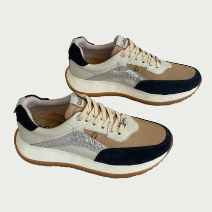 Tennis en cuero azul x taupe Ref: SD115WZC