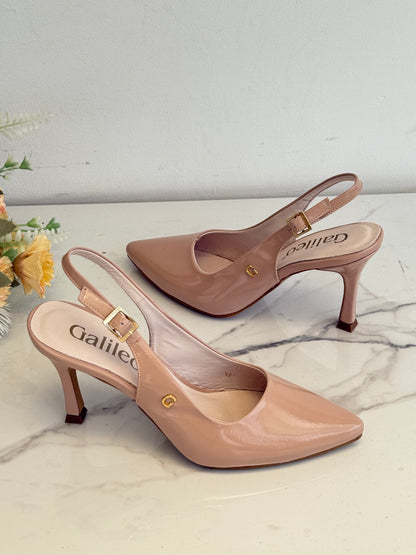 Stilettos destalonados en cuero charol nude Ref: 5563WPNU