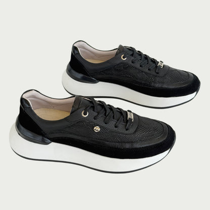 Tenis en cuero negro Ref: SD121