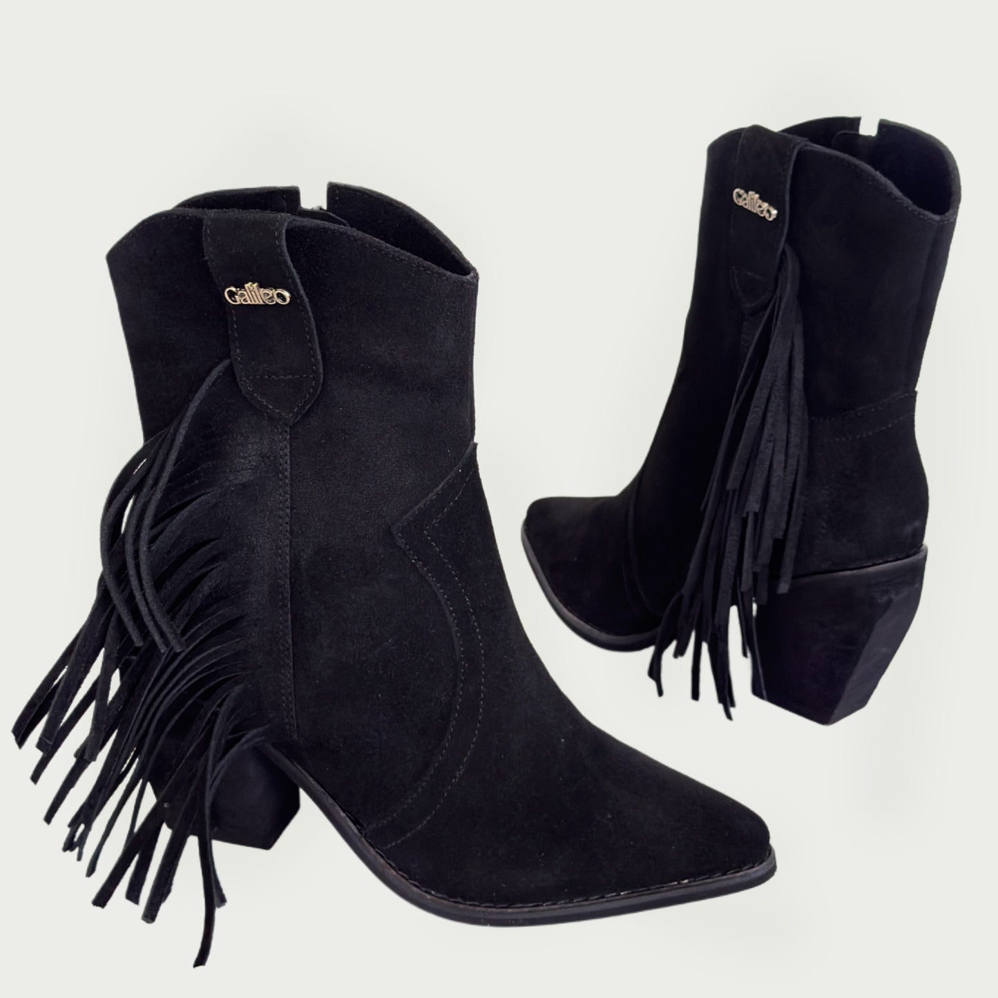 Botas texanas en cuero gamuzado negro Ref: 1601ZPNG