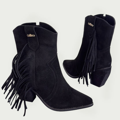 Botas texanas en cuero gamuzado negro Ref: 1601ZPNG