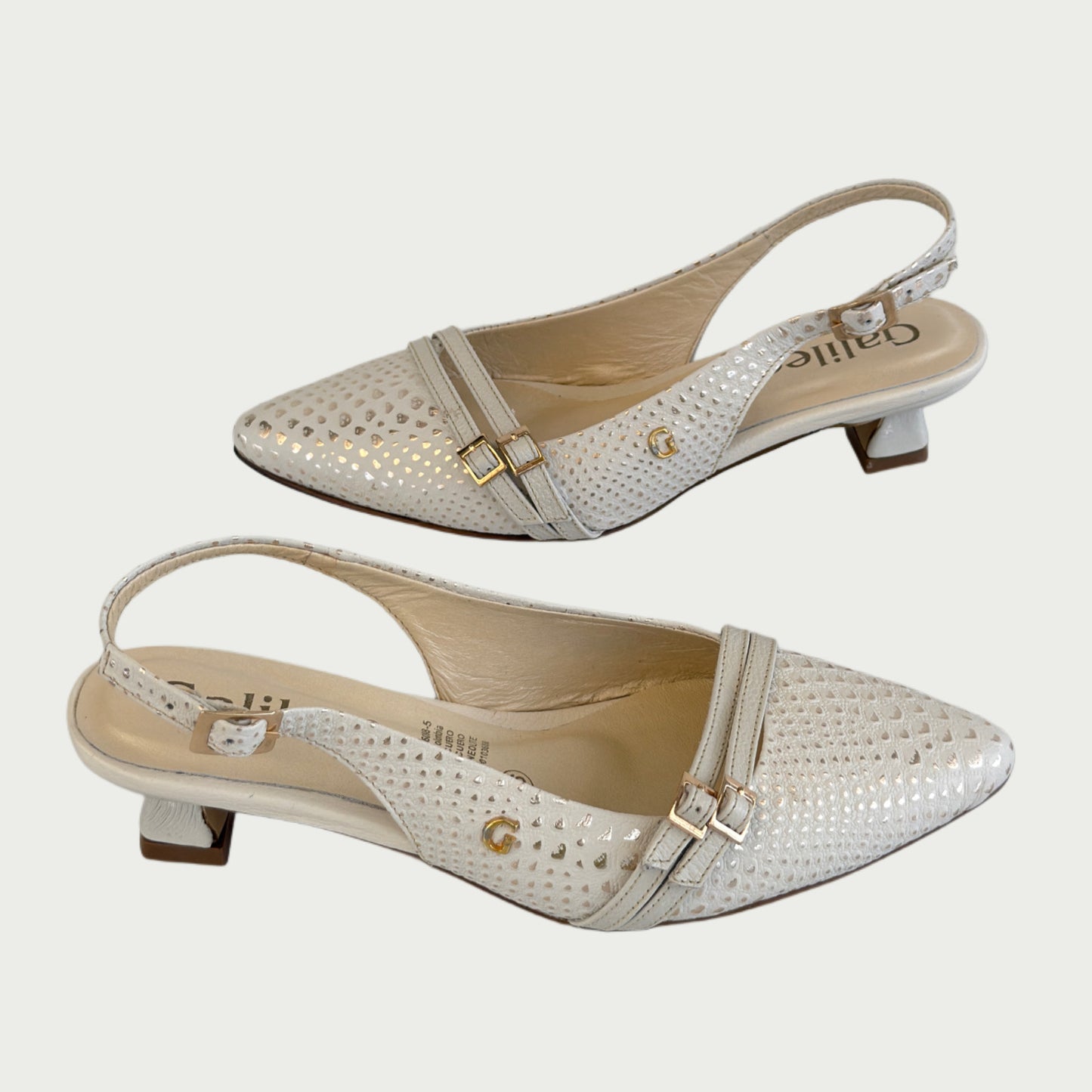 Zapatos en cuero beige x folia Ref: 5754WPTA
