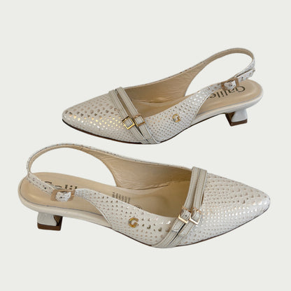 Zapatos en cuero beige x folia Ref: 5754WPTA