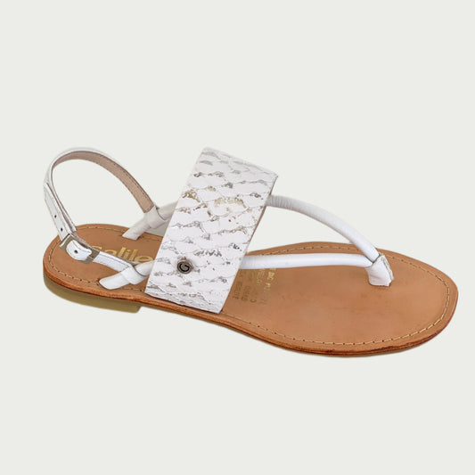 Sandalias en cuero blanco x plata  Ref: 7918NPB