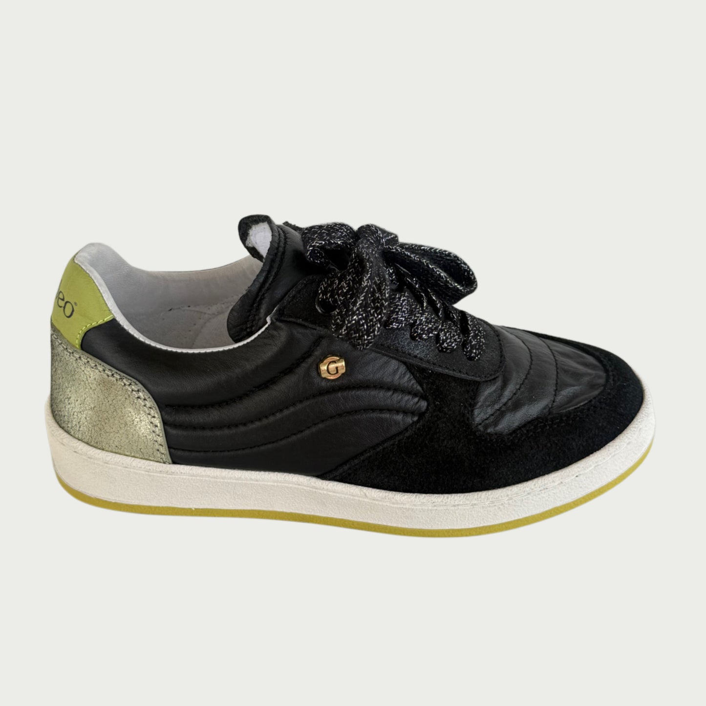 Tenis en cuero negro x verde Ref: BERLINNPN5