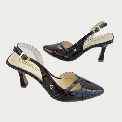 Stilettos en cuero oasis charol café Ref: 7004ZPCF
