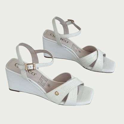 Sandalias en cuero x folia blanco Ref: 5689