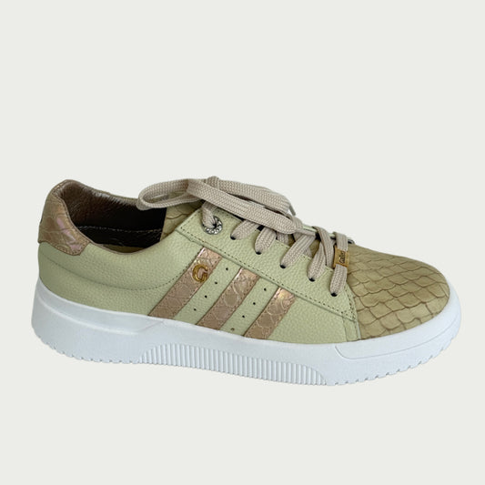 Tenis en cuero verde amarillo pastel  Ref : ADIDASNFA7