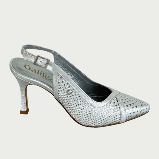 Stilettos destalonados en cuero plateado Ref: 5751WPLA