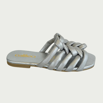 Sandalias en cuero plateado Ref: 7845NPPL