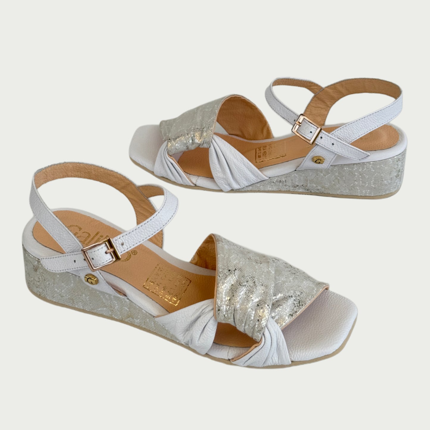 Sandalias en cuero blanco x plateado Ref: 1259WPBL