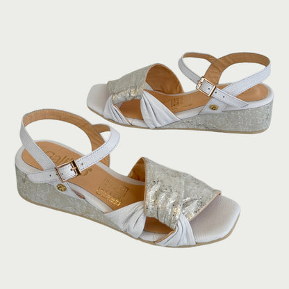 Sandalias en cuero blanco x plateado Ref: 1259WPBL
