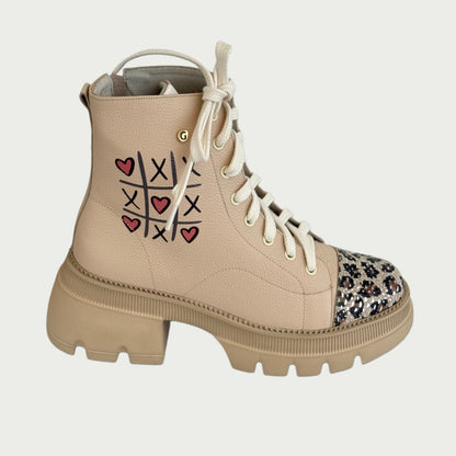 Bota en cuero nude x animal print Ref: 5492WPAR