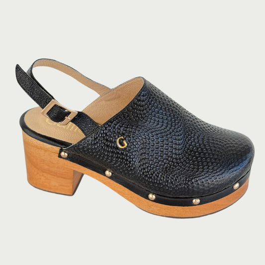 Zuecos cuero negro Ref: 1123MPNG