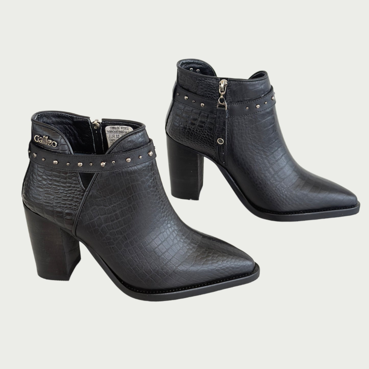 Botines en cuero negro Ref: 6425ZPNG