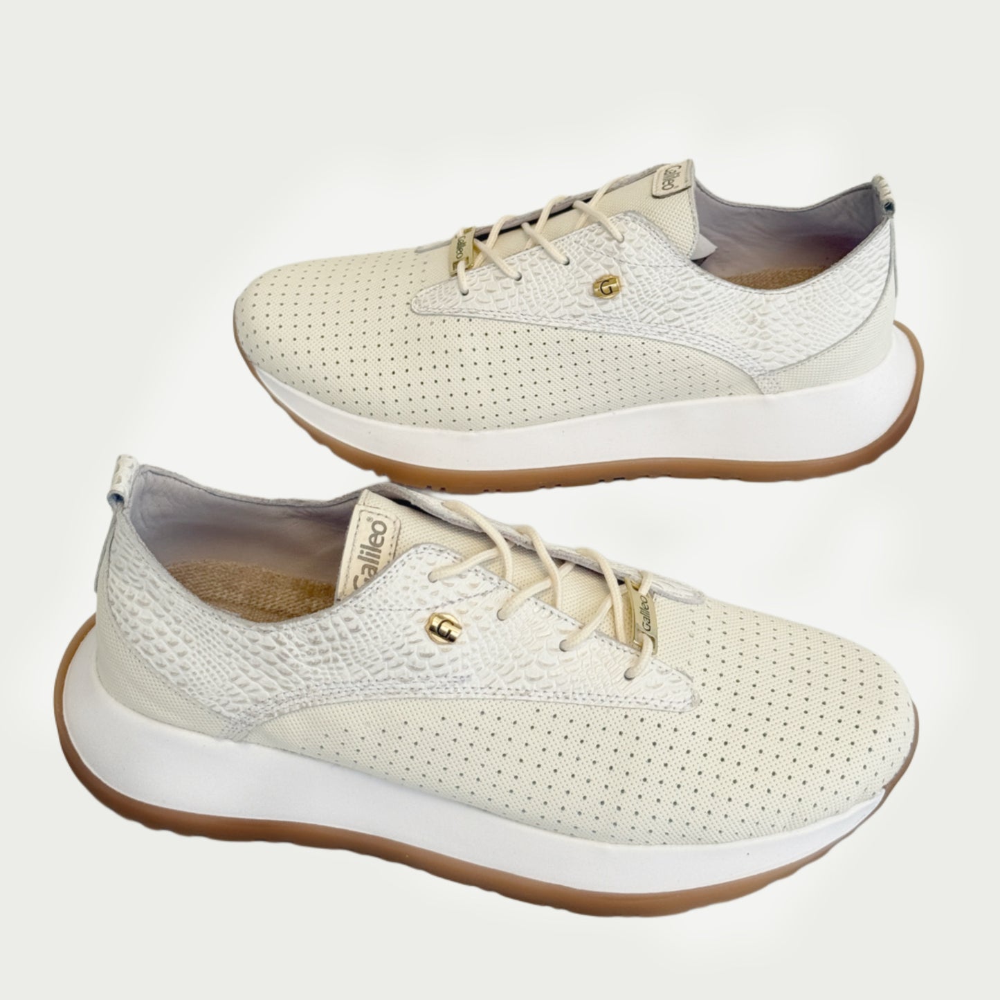 Tennis en cuero talco x beige Ref: SD118WPT