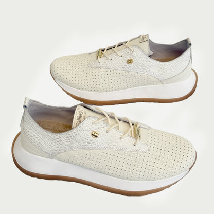 Tennis en cuero talco x beige Ref: SD118WPT