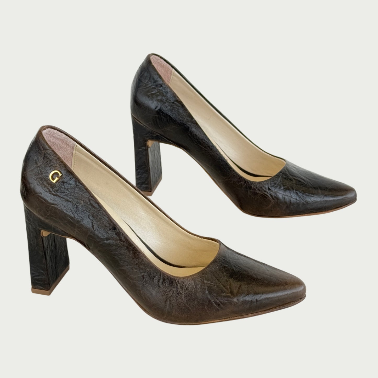 Tacones en cuero café Ref: 3400ZP