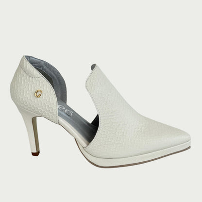 Zapato en cuero talco x folia Ref: 4010WPTA