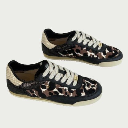 Tenis en cuero negro x animal print Ref: Ema