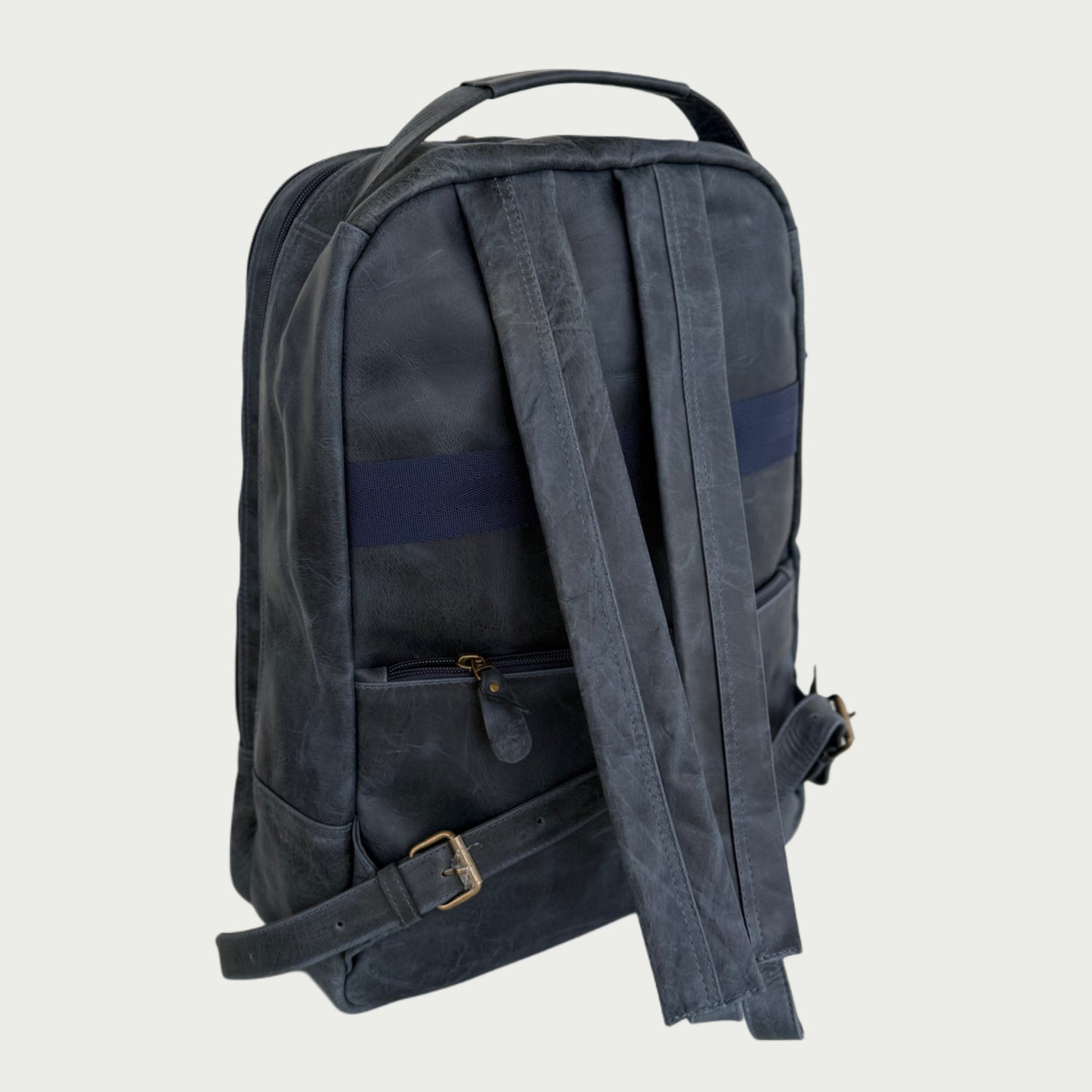 Morral en cuero vintage azul Ref: MO100